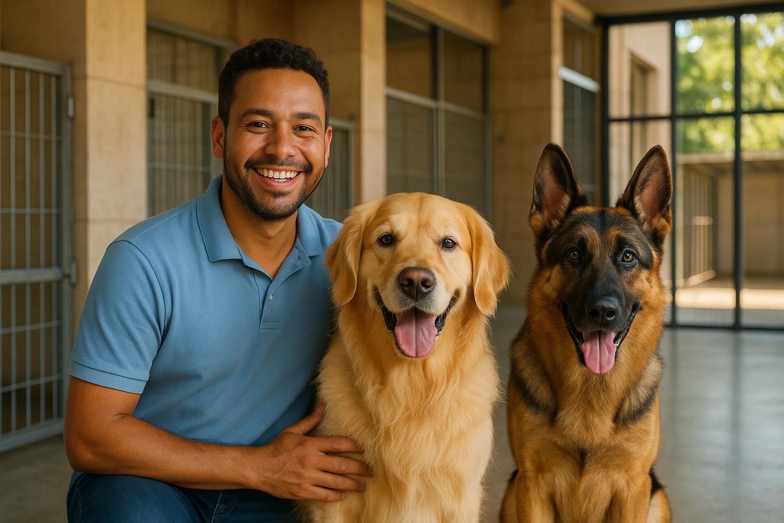 Fotografia de cães puros-sangue em um canil profissional